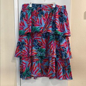 Tropical Print Tiered Skirt